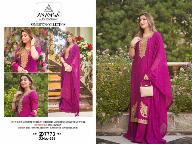 Anamsa 558 Faux Georgette Pakistani Suit Wholesale Price In Surat